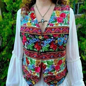 Vintage flower fruit Lizwear vest size large